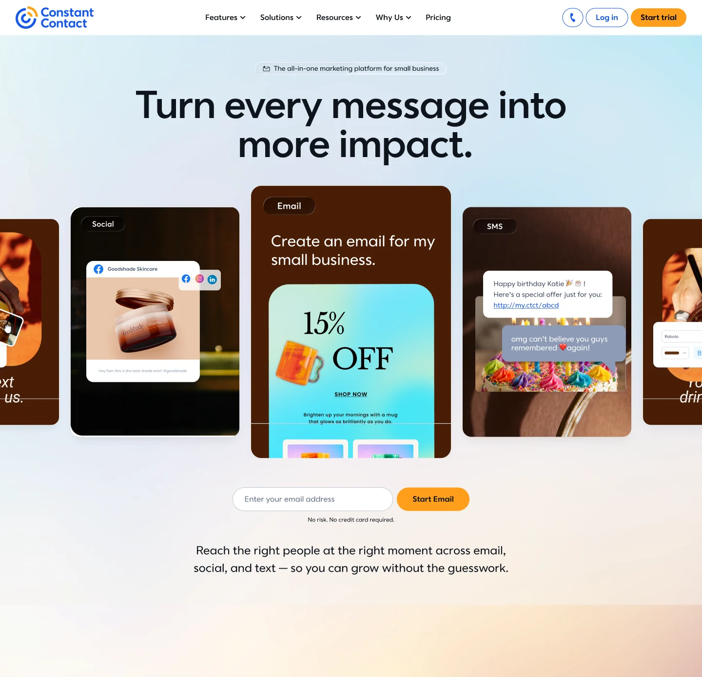 Homepage exploration with the product carousel between the headline and signup form