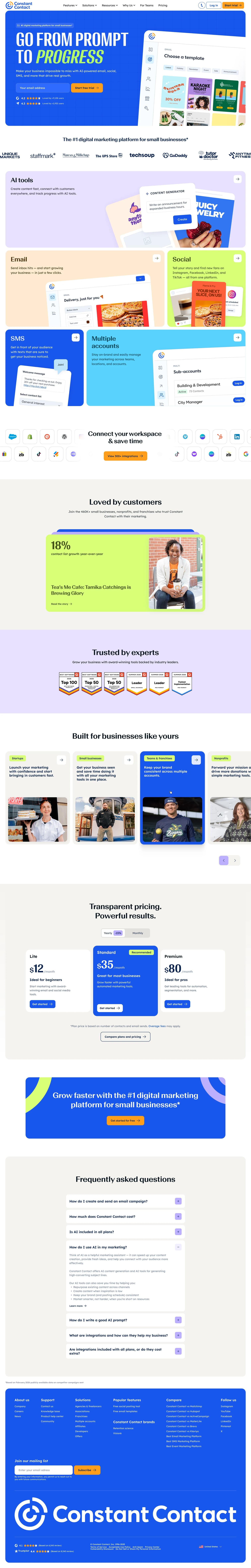 Constant Contact homepage redesign